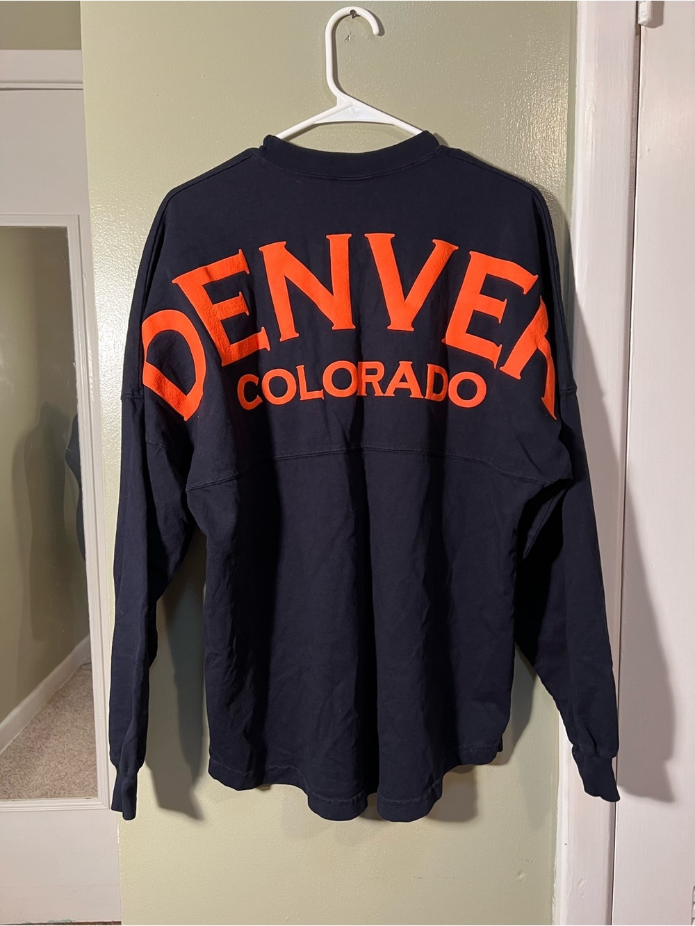Spirit Jersey Unisex Size Medium Long Sleeve T-Shirt Navy Blue Orange Denver CO - Picture 6 of 10